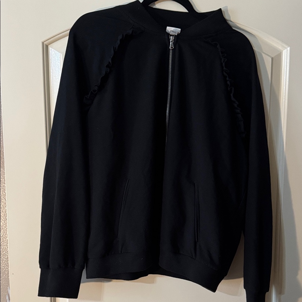 a new day Black Zip-Front Blazer Ruffle Jacket XXL